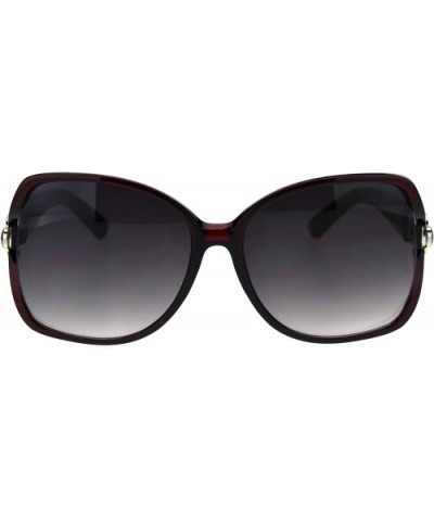 Womens Jewel Chain Hinge Oversize Rectangular Butterfly Diva Plastic Sunglasses - Burgundy Smoke - CX18TH2D289 $9.25 Rectangular