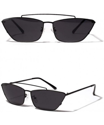 Ladies Sunglasses Women Cat Eye Small Metal Frame Fashion Sun Glasses Square - Full Black - CB18LS5SI20 $8.01 Square
