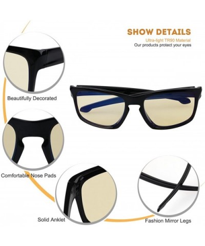 Polarized Wayfarer Sunglasses Computer Readers Glasses of Anti Blue Light - Black/Yellow - C818E5MUOE4 $15.55 Wayfarer