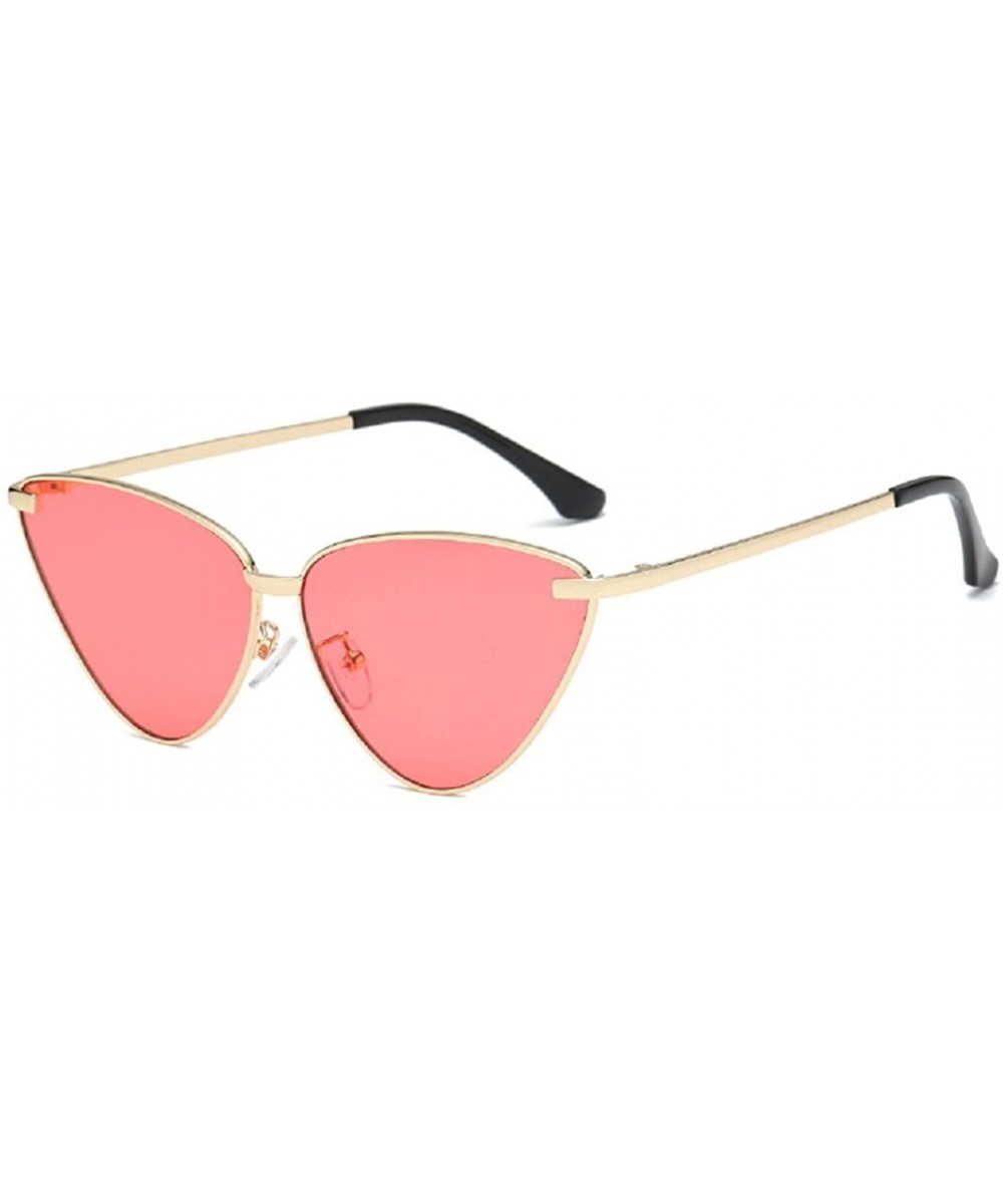 Cateye Metal Frame Women Sunglasses Oversized Flat Mirrored Lens Shades - Pink - CI18CIE6I22 $7.38 Oversized