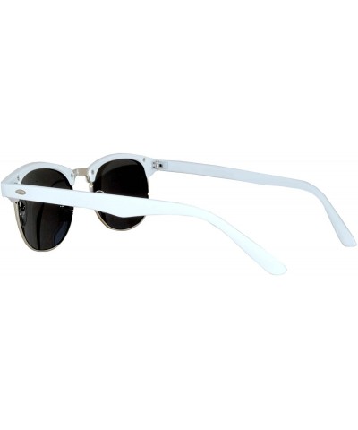 Retro Classic Sunglasses Metal Half Frame With Colored Lens Uv 400 - White-blue-green-mirr - C512MX29DT7 $4.33 Rectangular