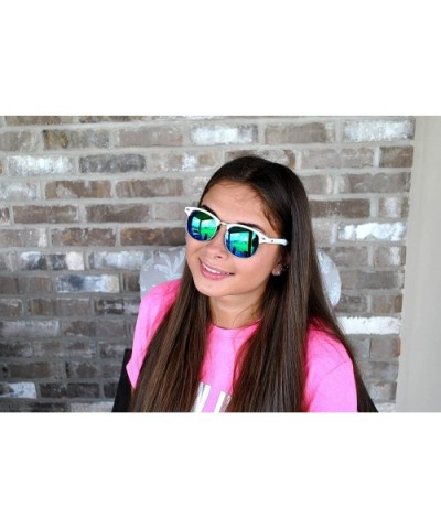 Retro Classic Sunglasses Metal Half Frame With Colored Lens Uv 400 - White-blue-green-mirr - C512MX29DT7 $4.33 Rectangular