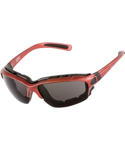 Polarized Motorcycle Riding Sunglasses Sports Wrap Glasses - Red - Polarized Smoke - CN18DTK6OWI $24.27 Wrap