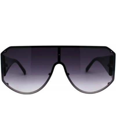 Oversized Shield Sunglasses Flat Top Unisex Modern Fashion Shades UV 400 - Silver Black (Smoke) - CF1984DTX97 $9.58 Shield