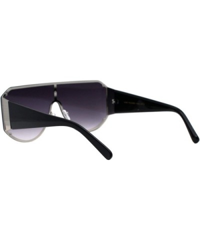 Oversized Shield Sunglasses Flat Top Unisex Modern Fashion Shades UV 400 - Silver Black (Smoke) - CF1984DTX97 $9.58 Shield