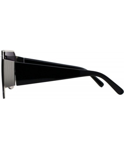 Oversized Shield Sunglasses Flat Top Unisex Modern Fashion Shades UV 400 - Silver Black (Smoke) - CF1984DTX97 $9.58 Shield