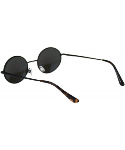 Round Oval Metal Frame Sunglasses Mirrored Lens Spring Hinge Unisex UV 400 - Black (Purple Mirror) - CY18A537O6O $8.70 Oval