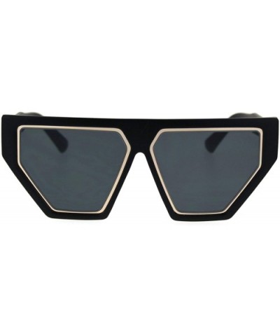 Womens Retro Flat Top Futuristic Mod Squared Cat Eye Sunglasses - Matte Black - CA18QYLA4RO $8.48 Cat Eye