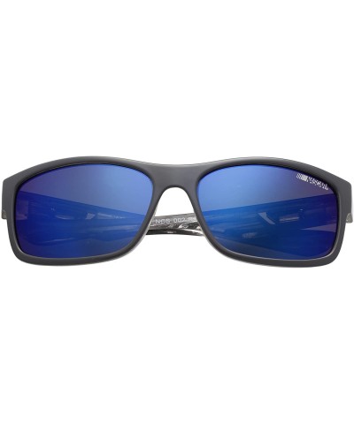 Racerx 104p Shiny Black Polorized Polarized Round Sunglasses- 59 mm - Grey - CN17Z34MYN7 $15.21 Round