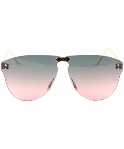 Oceanic Color Rimless Designer Inspired One Piece Shield Sunglasses - Smoke Pink - CJ197S87IQI $10.99 Rimless