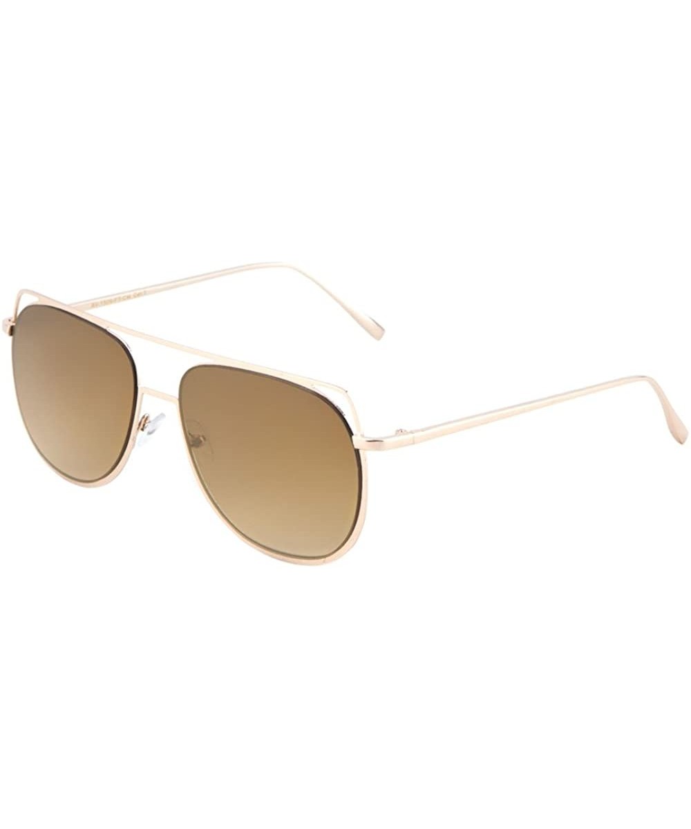 Large Falt Top Aviator Sunglasses Metal Crossbar Flat Color Mirror Lens - Amber - CU17XXSCOTT $7.18 Aviator