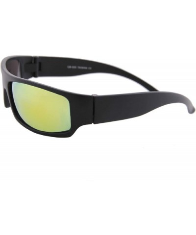 Unisex Sunglasses Mirror Lens Military Matte Frame Outdoor Athletic - Black Matte Frame/ Mirror Yellow Lens - CX18K67MQD0 $8....