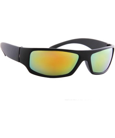 Unisex Sunglasses Mirror Lens Military Matte Frame Outdoor Athletic - Black Matte Frame/ Mirror Yellow Lens - CX18K67MQD0 $8....