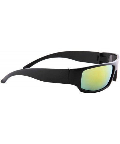 Unisex Sunglasses Mirror Lens Military Matte Frame Outdoor Athletic - Black Matte Frame/ Mirror Yellow Lens - CX18K67MQD0 $8....