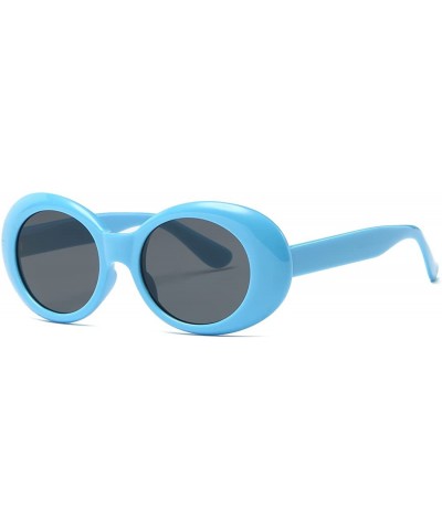 Clout Goggles Sunglasses Women Kurt Cobain Oval Frame Sun Glasses K0567 - Blue&black - CX188YHEYIC $7.37 Goggle