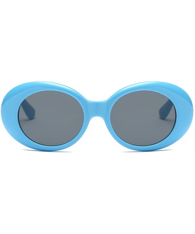 Clout Goggles Sunglasses Women Kurt Cobain Oval Frame Sun Glasses K0567 - Blue&black - CX188YHEYIC $7.37 Goggle