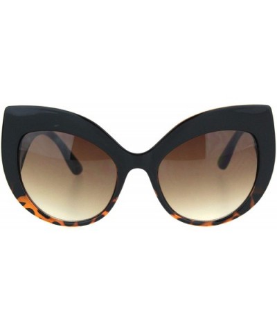 Womens Owl Brow Cat Eye Thick Plastic Fashion Sunglasses - Black Tortoise Brown - CY18OWZKUDC $7.79 Oversized