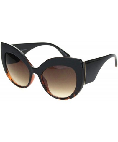 Womens Owl Brow Cat Eye Thick Plastic Fashion Sunglasses - Black Tortoise Brown - CY18OWZKUDC $7.79 Oversized