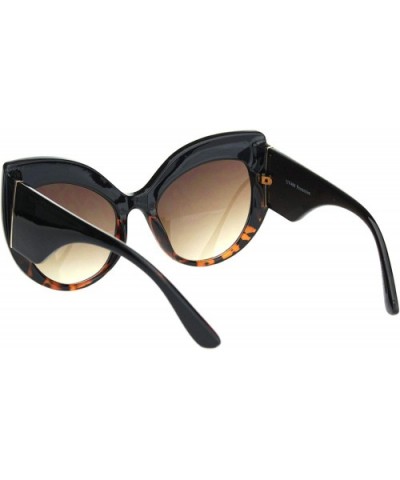 Womens Owl Brow Cat Eye Thick Plastic Fashion Sunglasses - Black Tortoise Brown - CY18OWZKUDC $7.79 Oversized