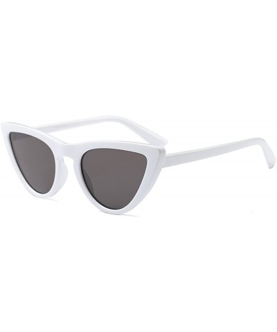 Cat Fashion Women Sunglasses Super Star Brand Designer Triangle Retro Vintage - White Grey - CR188H8KSKU $8.52 Oversized