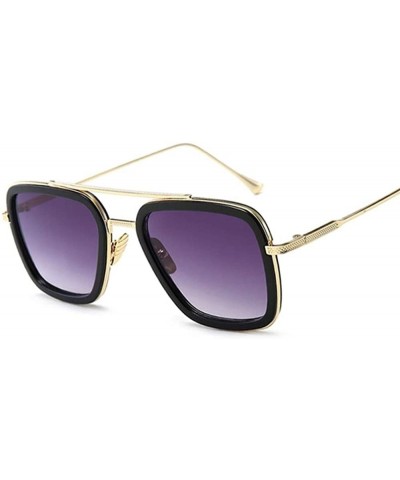 Fashion Flight Style Sunglasses Men Square Sunglasses Women - Golddoublegray - CB190SDNQL6 $27.89 Square