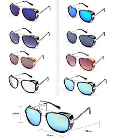 Men and women windproof sunglasses retro personality square sunglasses - C8 - CO18EM6CTYU $6.54 Square