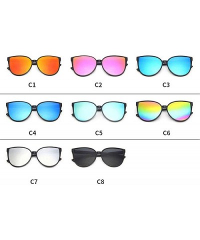 2019 New Sunglasses Women Driving Mirrors vintage For Women cat eye Reflective flat lens Sun Glasses - C1 - CL18W6I99GE $7.23...