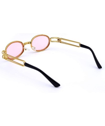 Vintage Steampunk Small Round Diamond Sunglasses for Women Men Fashion Colorful Rhinestone Shades UV400 - Pink - C318W67ICW9 ...