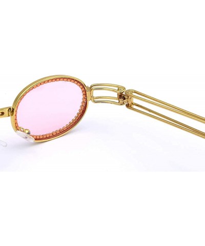 Vintage Steampunk Small Round Diamond Sunglasses for Women Men Fashion Colorful Rhinestone Shades UV400 - Pink - C318W67ICW9 ...