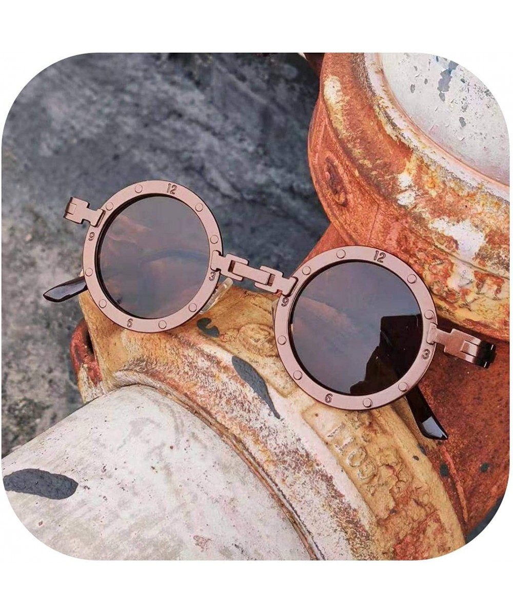 Classic Gothic Steampunk Sunglasses Round Metal Glasses Vintage UV400 Eyewear Shades - C5 Brown - CE197Y70DER $33.29 Round