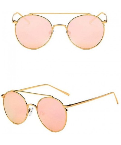 Women Men Fashion Round Lens Aviator Sunglasses UV Protection Candy Colored Glasses - Pink - CP18T09OK8U $7.10 Round