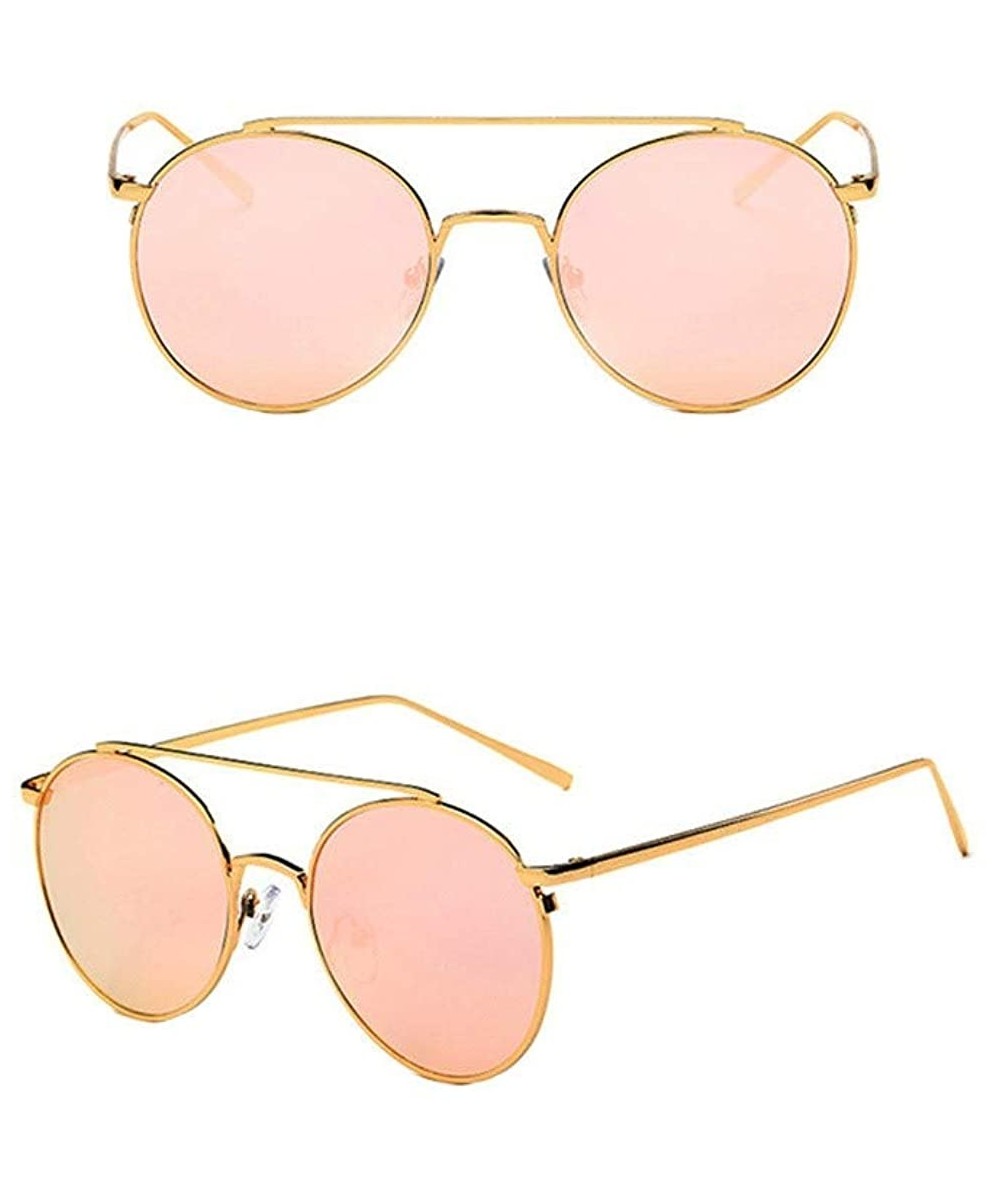 Women Men Fashion Round Lens Aviator Sunglasses UV Protection Candy Colored Glasses - Pink - CP18T09OK8U $7.10 Round