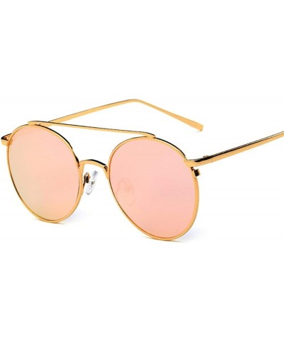 Women Men Fashion Round Lens Aviator Sunglasses UV Protection Candy Colored Glasses - Pink - CP18T09OK8U $7.10 Round