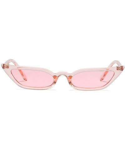 Vintage Retro Cateye Sunglasses for Women Narrow Skinny Small Cat Eye Glasses - Pink - CL18CADGSRX $7.39 Cat Eye