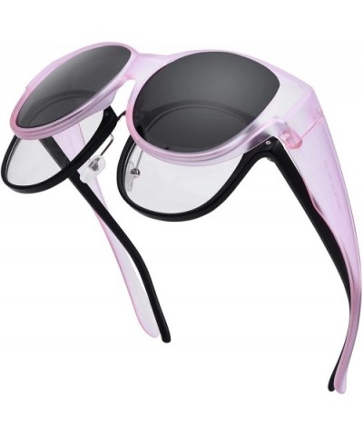 Oversized Polarized Fit over Sunglasses Over Prescription Glasses for Men and Women - Matte Light Pink - CJ1945XMOOM $10.80 O...