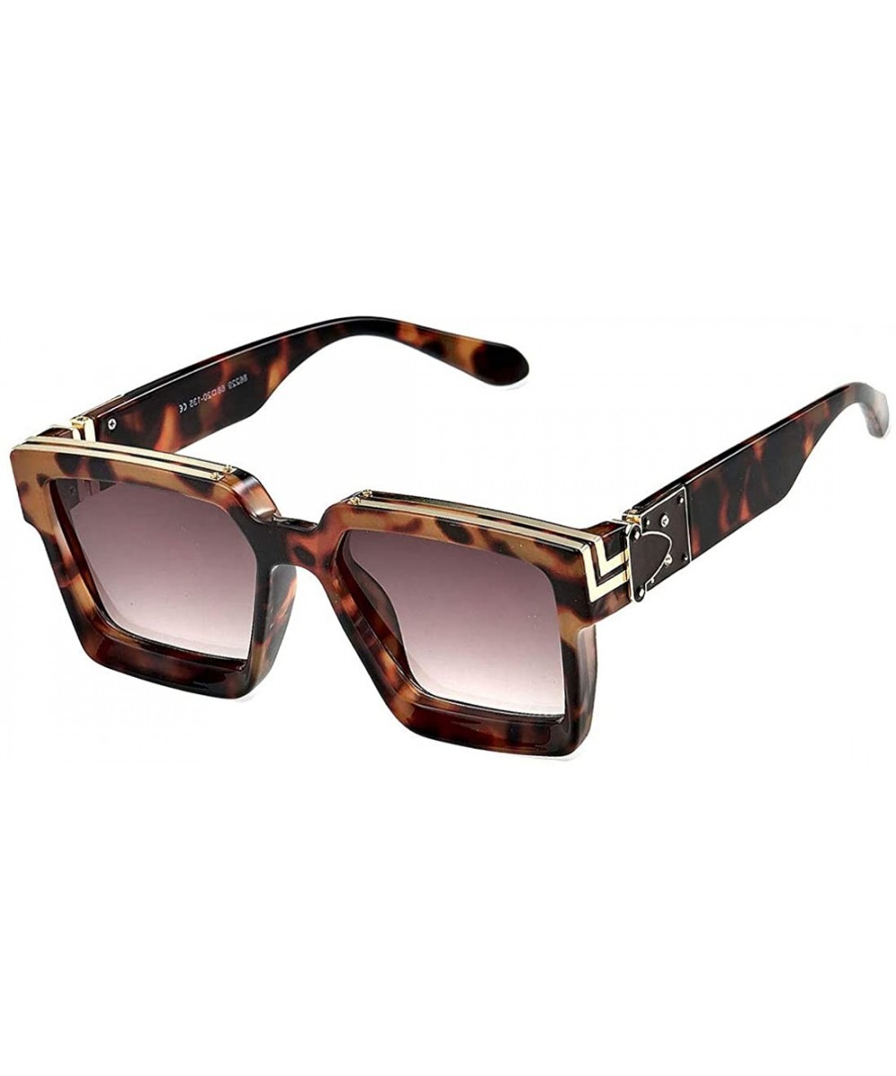 Retro Millionaire Sunglasses Square Metal punk Rock Hip hop Sunglasses men women - 2 - C118AQSUL9L $12.54 Square