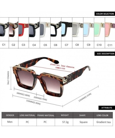 Retro Millionaire Sunglasses Square Metal punk Rock Hip hop Sunglasses men women - 2 - C118AQSUL9L $12.54 Square