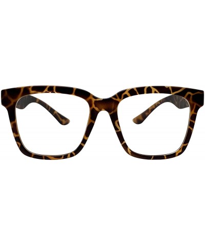 Retro Nerd Geek Oversized Eye Glasses Horn Rim Framed Clear Lens Spectacles - Matt Leopard 376 - CG19CUX284S $8.72 Square