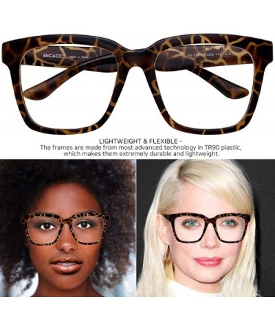 Retro Nerd Geek Oversized Eye Glasses Horn Rim Framed Clear Lens Spectacles - Matt Leopard 376 - CG19CUX284S $8.72 Square