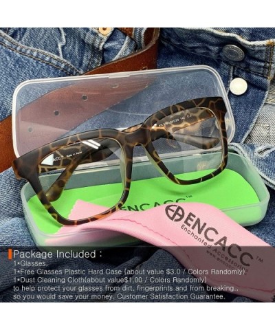 Retro Nerd Geek Oversized Eye Glasses Horn Rim Framed Clear Lens Spectacles - Matt Leopard 376 - CG19CUX284S $8.72 Square