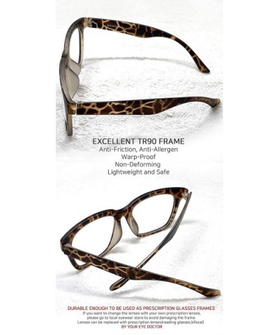 Retro Nerd Geek Oversized Eye Glasses Horn Rim Framed Clear Lens Spectacles - Matt Leopard 376 - CG19CUX284S $8.72 Square