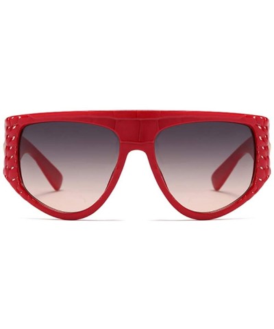 Large Square Aviator Sunglasses for Women Visor Flat Top Shield Shades Thick Rim - Red / Gradient - C2194ERYH44 $12.35 Wrap
