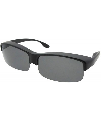 Half Rim Polarized Fit Over Sunglasses F40 - Flat Black Frame-gray Lenses - CI18N0DT2QK $16.71 Rectangular