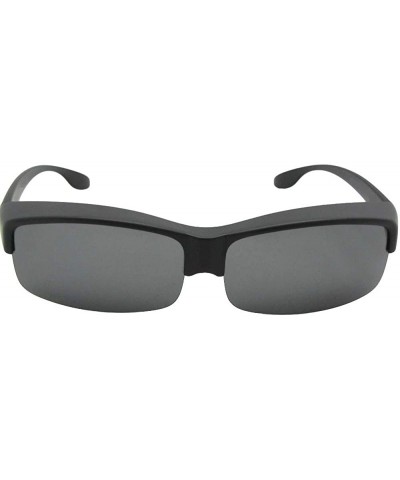 Half Rim Polarized Fit Over Sunglasses F40 - Flat Black Frame-gray Lenses - CI18N0DT2QK $16.71 Rectangular