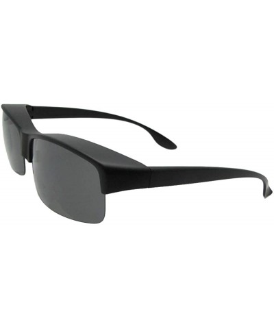 Half Rim Polarized Fit Over Sunglasses F40 - Flat Black Frame-gray Lenses - CI18N0DT2QK $16.71 Rectangular