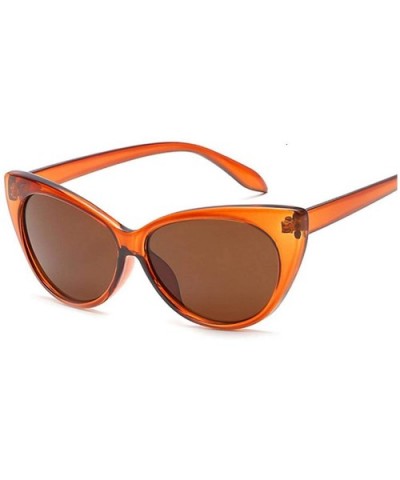 Small Classic Women Sunglasses Vintage Luxury Plastic Cat Eye Sun Glasses UV400 Fashion - Brown - CE1985244HI $15.66 Oversized