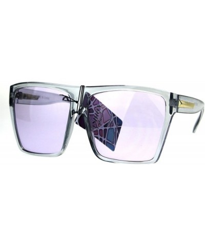 Pop Color Lens Oversize Flat Top Plastic Diva Fashion Sunglasses - Purple - CO1869YAREK $6.67 Oversized