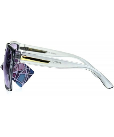 Pop Color Lens Oversize Flat Top Plastic Diva Fashion Sunglasses - Purple - CO1869YAREK $6.67 Oversized