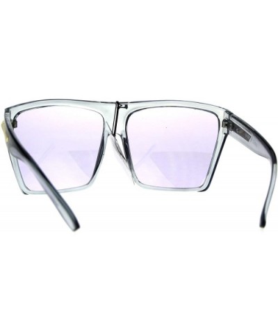 Pop Color Lens Oversize Flat Top Plastic Diva Fashion Sunglasses - Purple - CO1869YAREK $6.67 Oversized