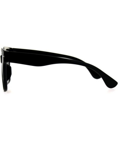 Plastic Oversize Horn Rim Geeky Nerd Sunglasses - Black Silver - CF18D38RKKW $9.01 Rectangular